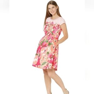 IZAAC MIZRAHI LIFE! Floral Pink and Orange Dress Day Dress Size 16